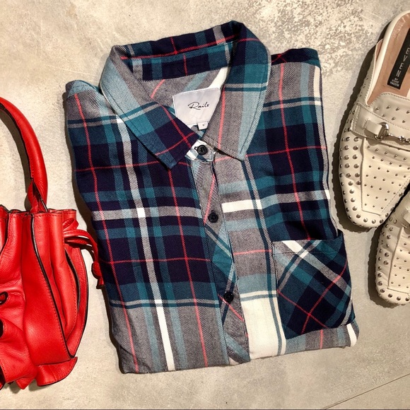 Rails Tops - Rails Hunter Plaid Button Down in Green/ Navy